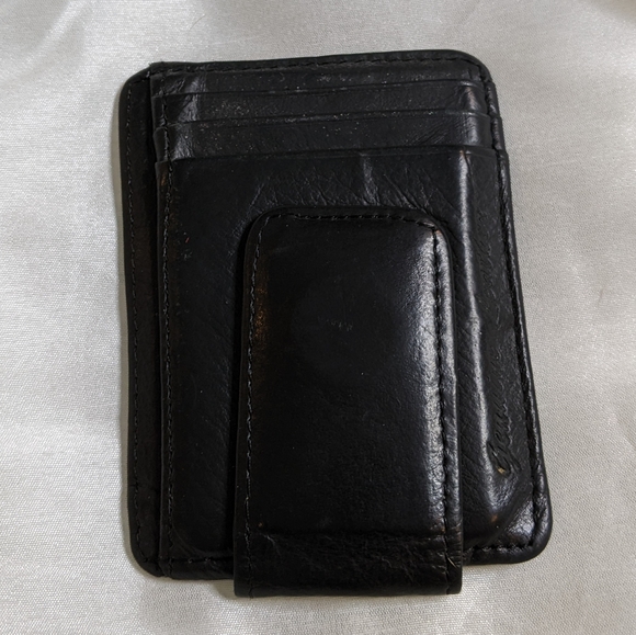 Genuine Leather Wallet with Magnetic Money Clip, Black - Picture 4 of 6